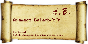 Adamecz Balambér névjegykártya